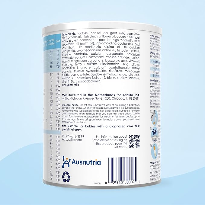 Kabrita Goat Milk-Based Infant Formula Powder with Iron, DHA, ARA & Prebiotics, for Infants 0–12 Months, Non-GMO, 28 oz