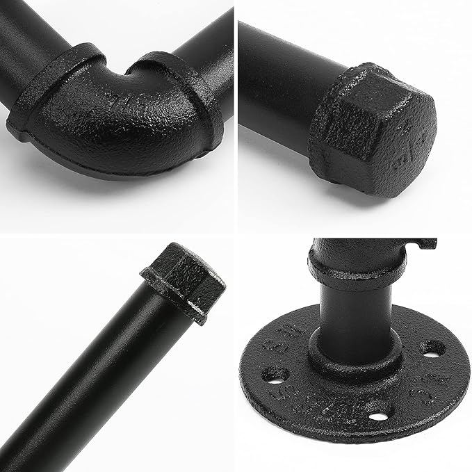 Industrial Pipe Toilet Paper Holder, Heavy Duty DIY Vintage Rustic Iron Farmhouse Style Roll Tissue Wall Mount Paper Holder Towel Racks with Hardware for Bathroom, Kitchen, Bedroom (1, Black)