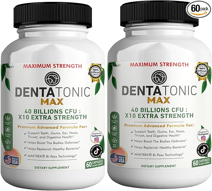 Denta Tonic Max Probiotic Supplement, 40 Billion CFU, 60 Capsules, Supports Oral & Digestive Health (2)