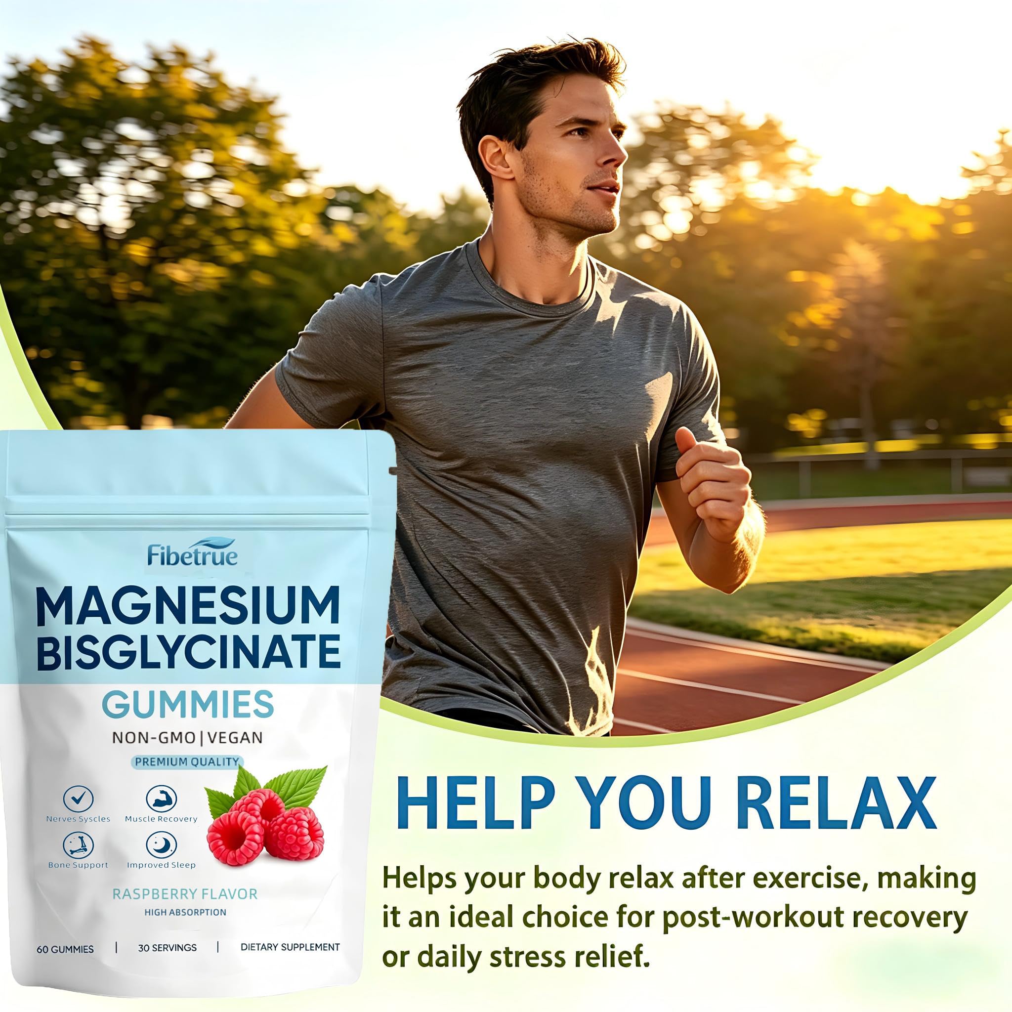 Magnesium Glycinate Gummies 400mg – High Absorption Chelated Magnesium for Sleep, Muscle & Nerve Support – Vegan Raspberry Flavor, 60 Gummies