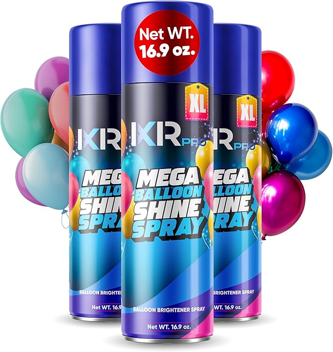 Balloon Shine Spray (3 x 16.9 oz) No Need Towel or Gloves, Instant High Shine Gloss Brite Balloons for Party Decoration for Ultra Lasting, Shine Balloon Spray Upgraded Formula