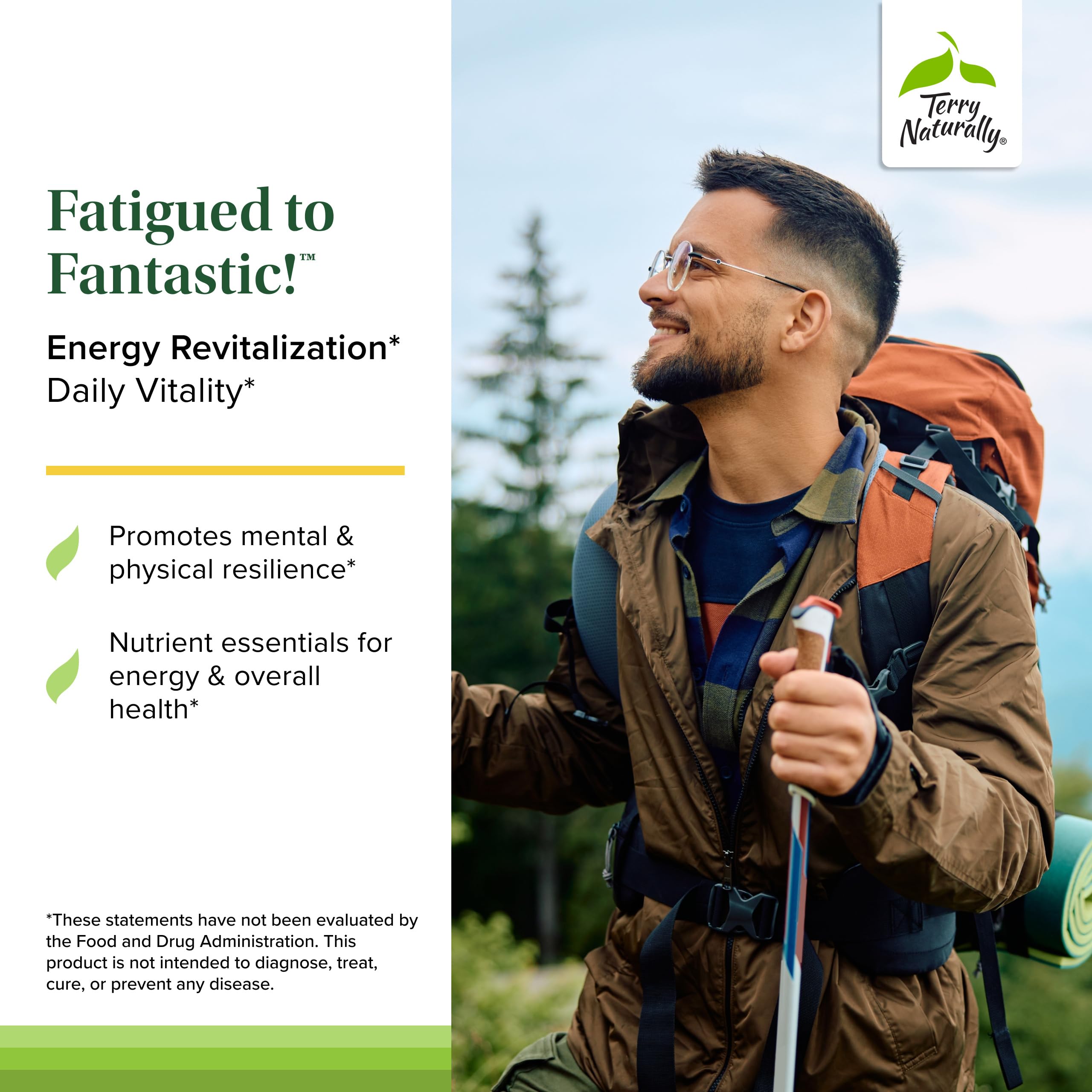 Terry Naturally Fatigued to Fantastic Energy Revitalization - Drink Mix for Energy with L-Tyrosine, Vitamins A, D3, E & B - Supports Heart Health - 7.6 oz (30 Servings)