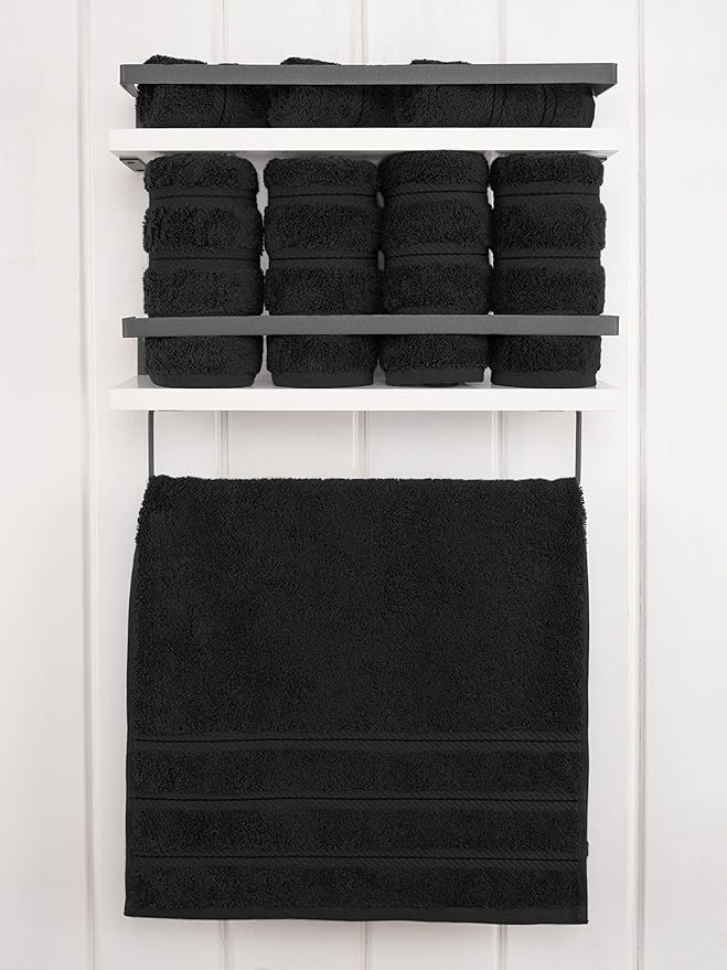 American Soft Linen Luxury Hand Towels for Bathroom, 600 GSM 100% Cotton Turkish 4 Piece Hand Towel Set, 600 GSM Hand Face Towels for Kitchen, Black Hand Towels