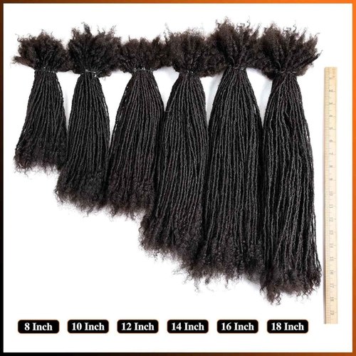 100% Real Human Hair 0.2cm Width 8 Inch Loc extensions Human Hair with Curly Ends 50 Strands per pack Full Handmade Dreadlock Extensions Can be dyed and bleached for Men Women Kids (8 Inch-50)