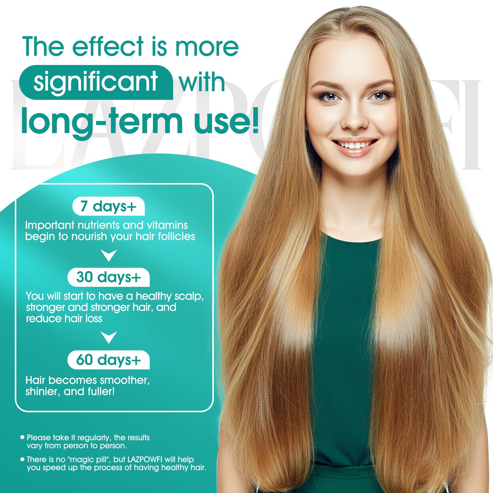 Lazpowfi Hair Growth Products, Biotin 10000mcg, 30-in-1 with Vitamin A, B3, C, D, E, Calcium, Hair Growth Supplement, Supports Hair & Nails Natural Growth Vitamins, for Women & Men - 30 Servings
