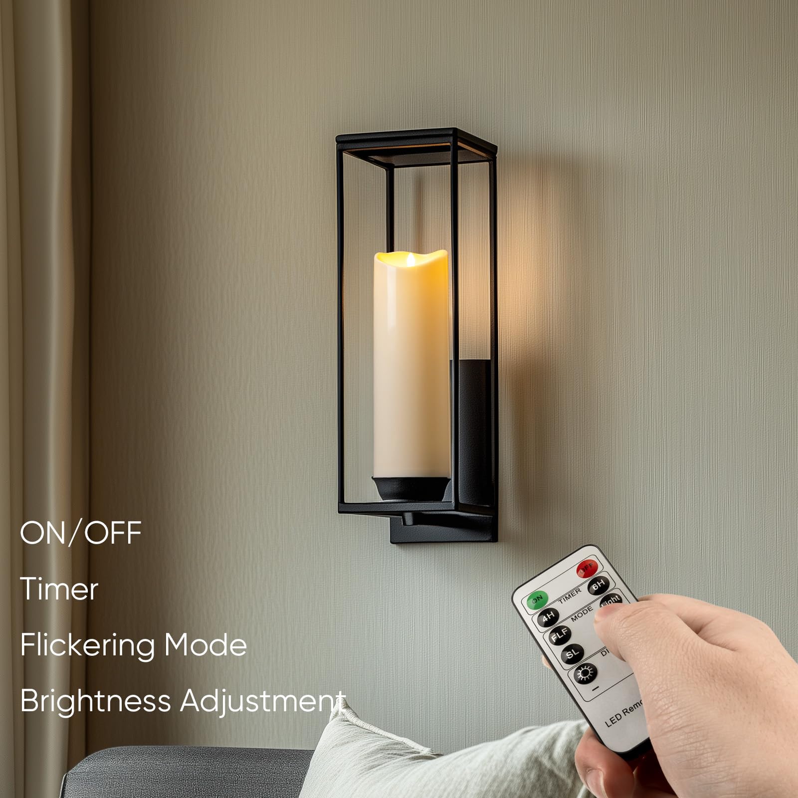 Homemory 4"x12" Outdoor Waterproof Flameless Candles with Timers and Remote Control, Battery Operated Candles, LED Plastic Candles, Ivory White, Set of 2