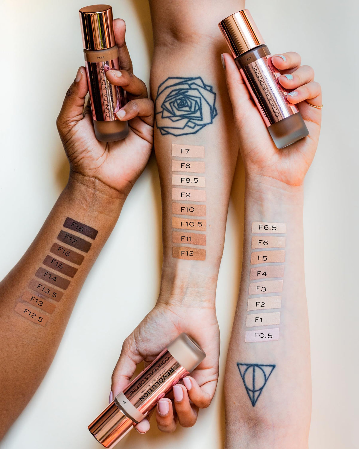 Revolution Beauty London, Conceal & Define Foundation, Full Coverage, Long-Lasting Matte Finish, Vegan & Cruelty-Free, F18 Dark Skin Tones, 0.8 fl oz