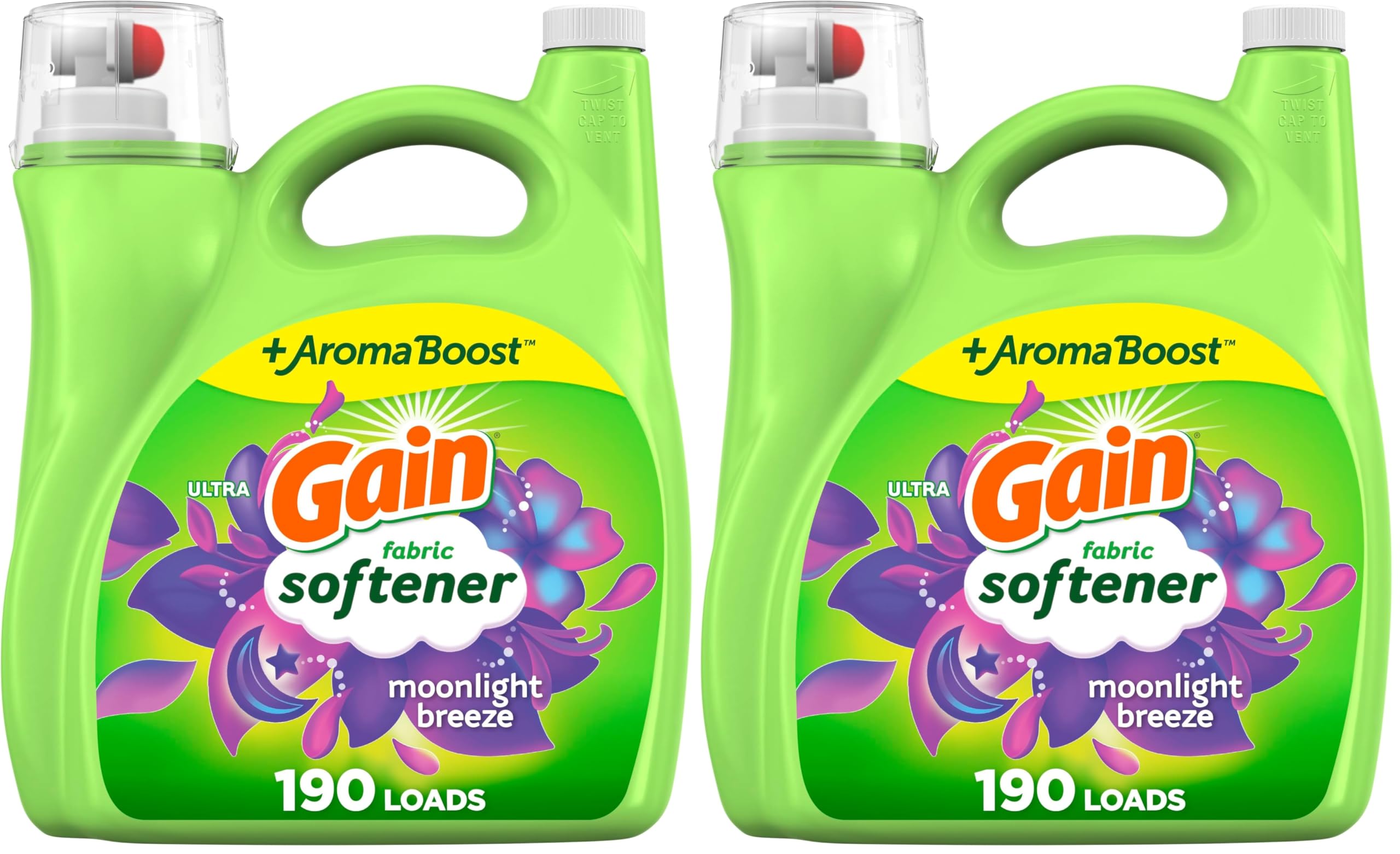 Gain Liquid Fabric Softener, Moonlight Breeze | 190 Loads | 140 fl oz | Pack of 2