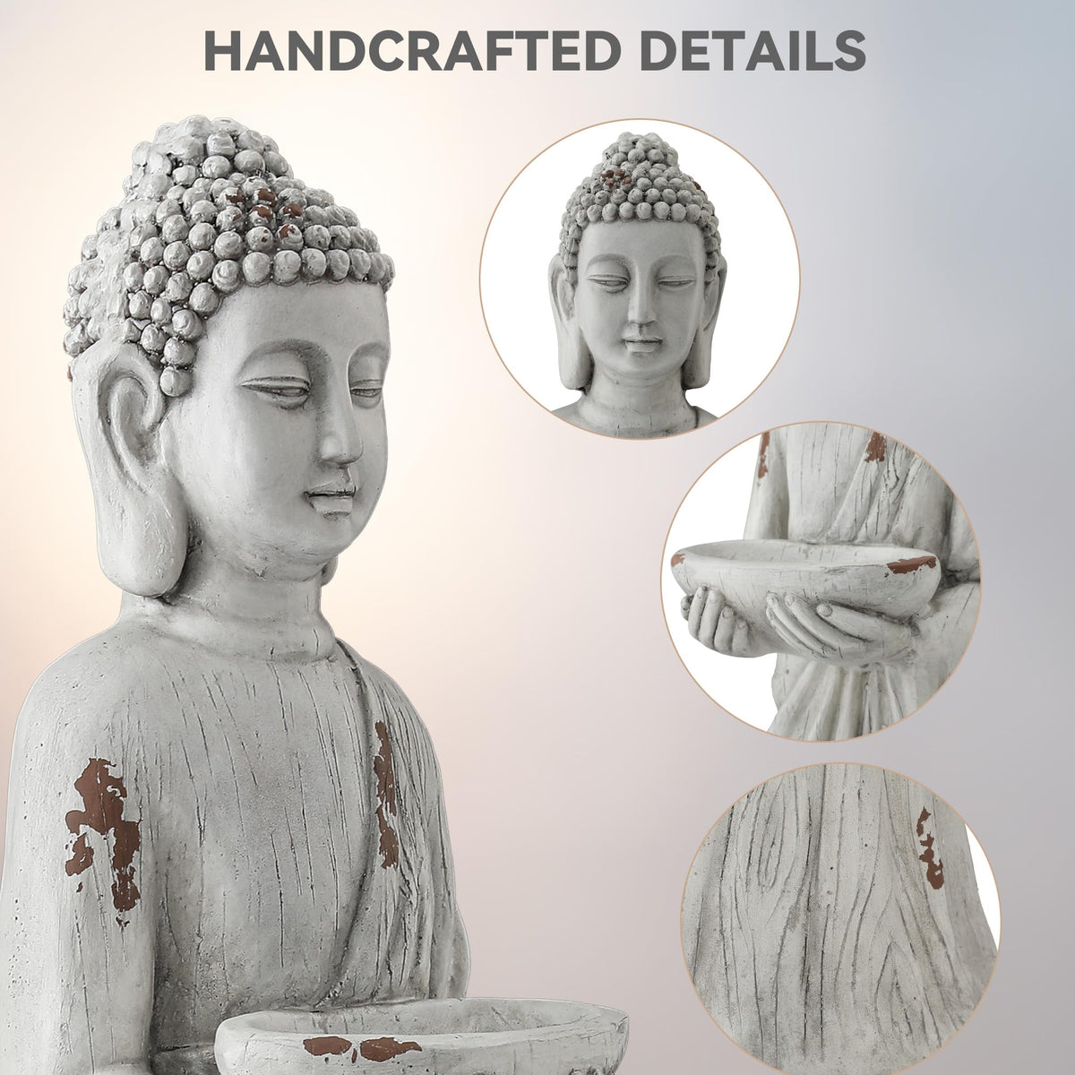 Ultym 42" Buddha Outdoor Statue with Birdfeeder, Extra-Large Buddha Figures