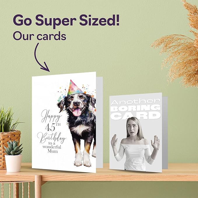 45th Birthday Cards for Mom - Party Dog - Happy Birthday Card for 45 Year Old Mom from Son Daughter, A5 Bday Women Woman Her Greeting Cards Gift for Mom Birthday Gifts