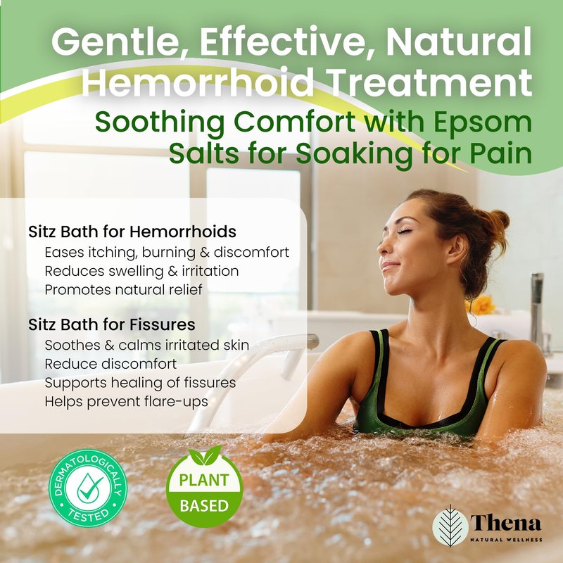 Best Organic Sitz Bath Soak Postpartum Care and Post Partum Essentials, Natural Hemorrhoid Treatment for Women & Moms with Epsom Dead Sea Salt Witch Hazel, Sitz Bath for Toilet, Thena