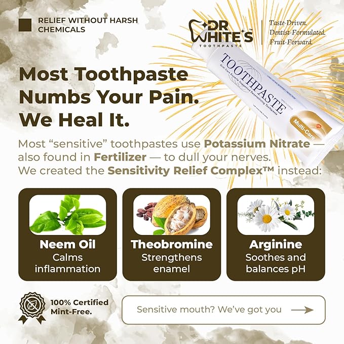 Dr. White’s Fruit by Design™ Line — Coconut Chill Fluoride-Free Nano-Hydroxyapatite Toothpaste, 3.5 oz | Mint-Free | Dentist-Formulated | Enamel-Identical Mineral Care