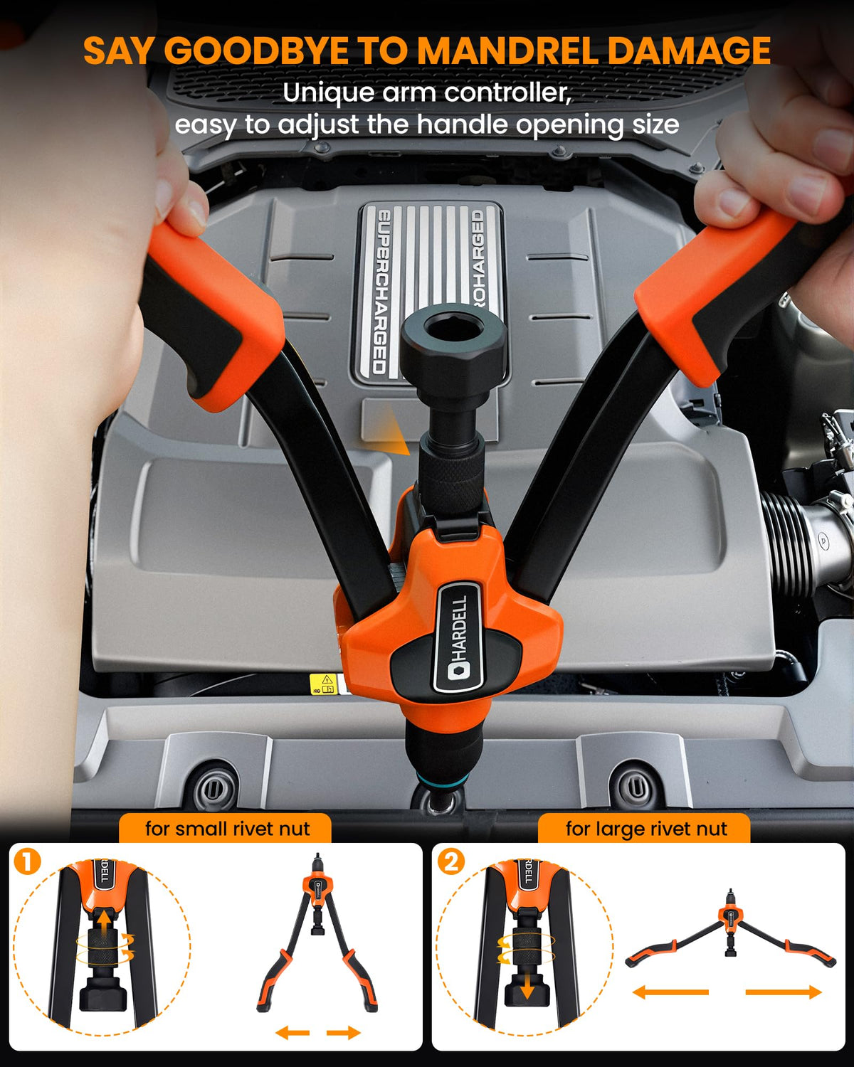 HARDELL Rivet Nut Tool Kit, 16-Inch Upgraded Thickened Rivet Nut Tool with 11 Metric & SAE Color Matching Mandrels, 110Pcs Nutsert Assortment & Rugged Carrying Case- for Beginners, Professional Users