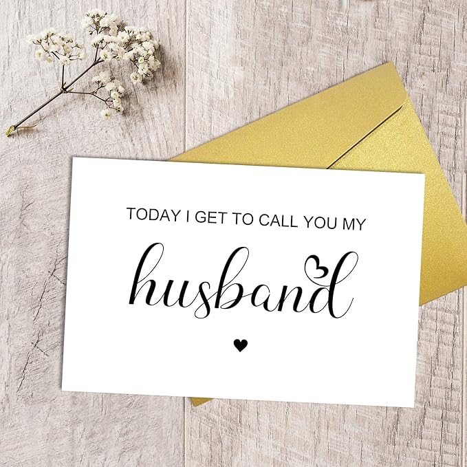 Qiliji Wedding Day Card for Groom from Bride, Husband Wedding Day Card, Husband Vow Card, Groom Gift from Bride, Today I Get To Call You My Husband Card