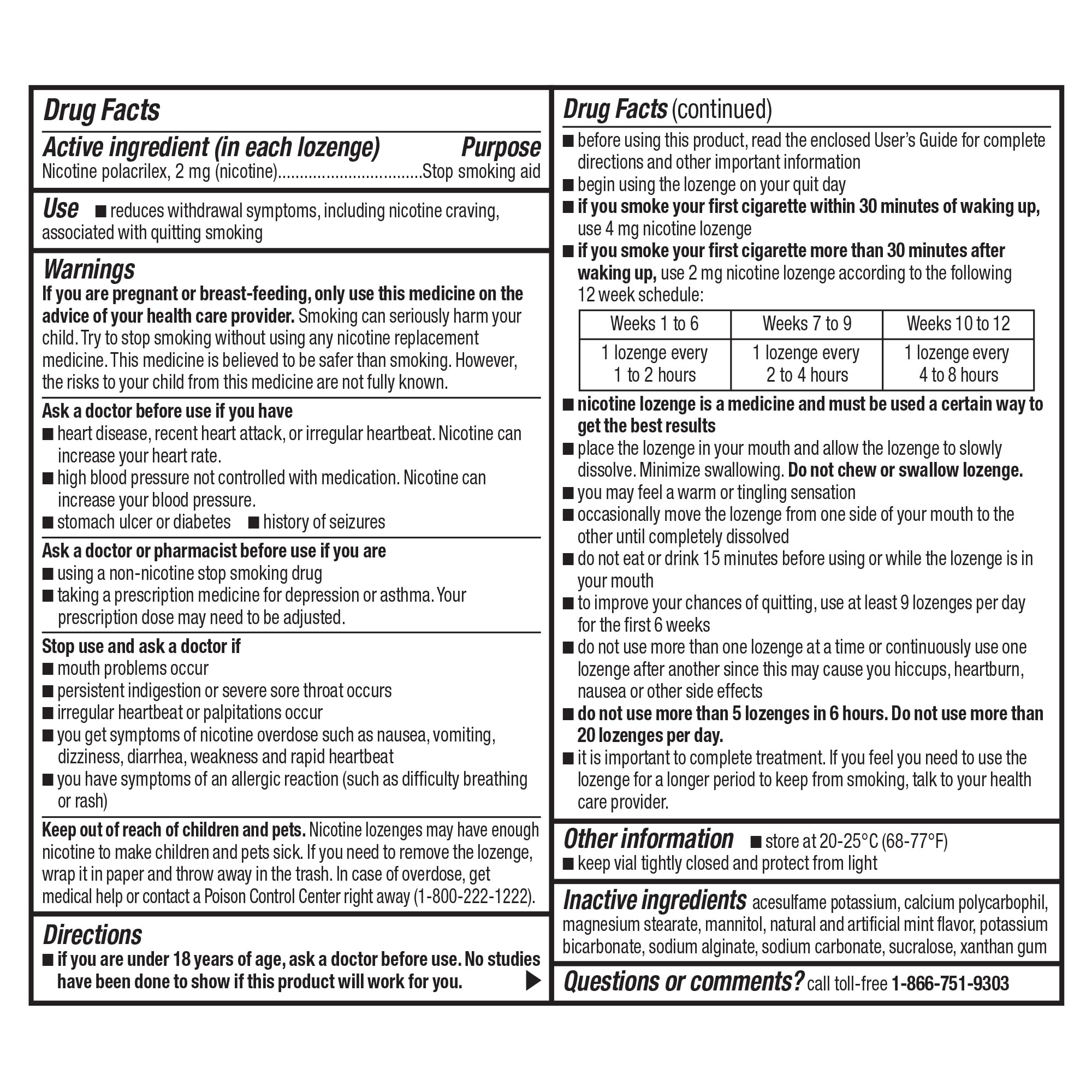Amazon Basic Care Mini Nicotine Polacrilex Lozenge, 2 mg, Stop Smoking Aid, Mint Flavor, 216 Count