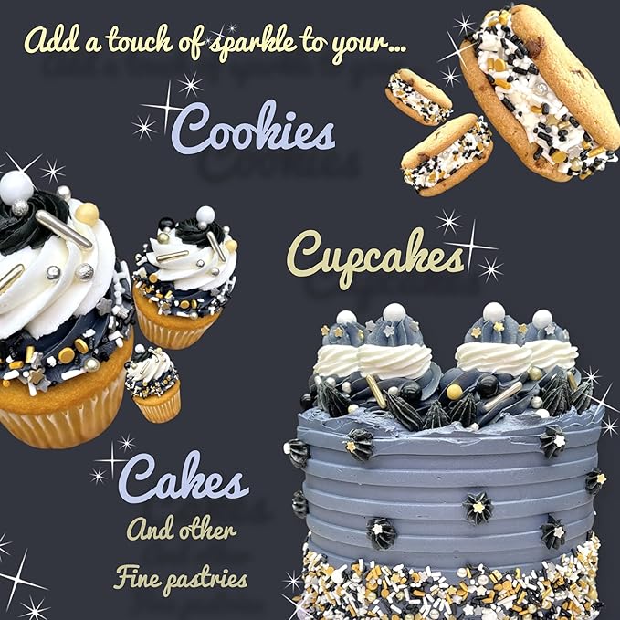 Sprinkles | 4 oz | Gold and silver sprinkles | Metallic sprinkles | New year sprinkles | Glamour sprinkles | Sprinkle mix | Manvscakes