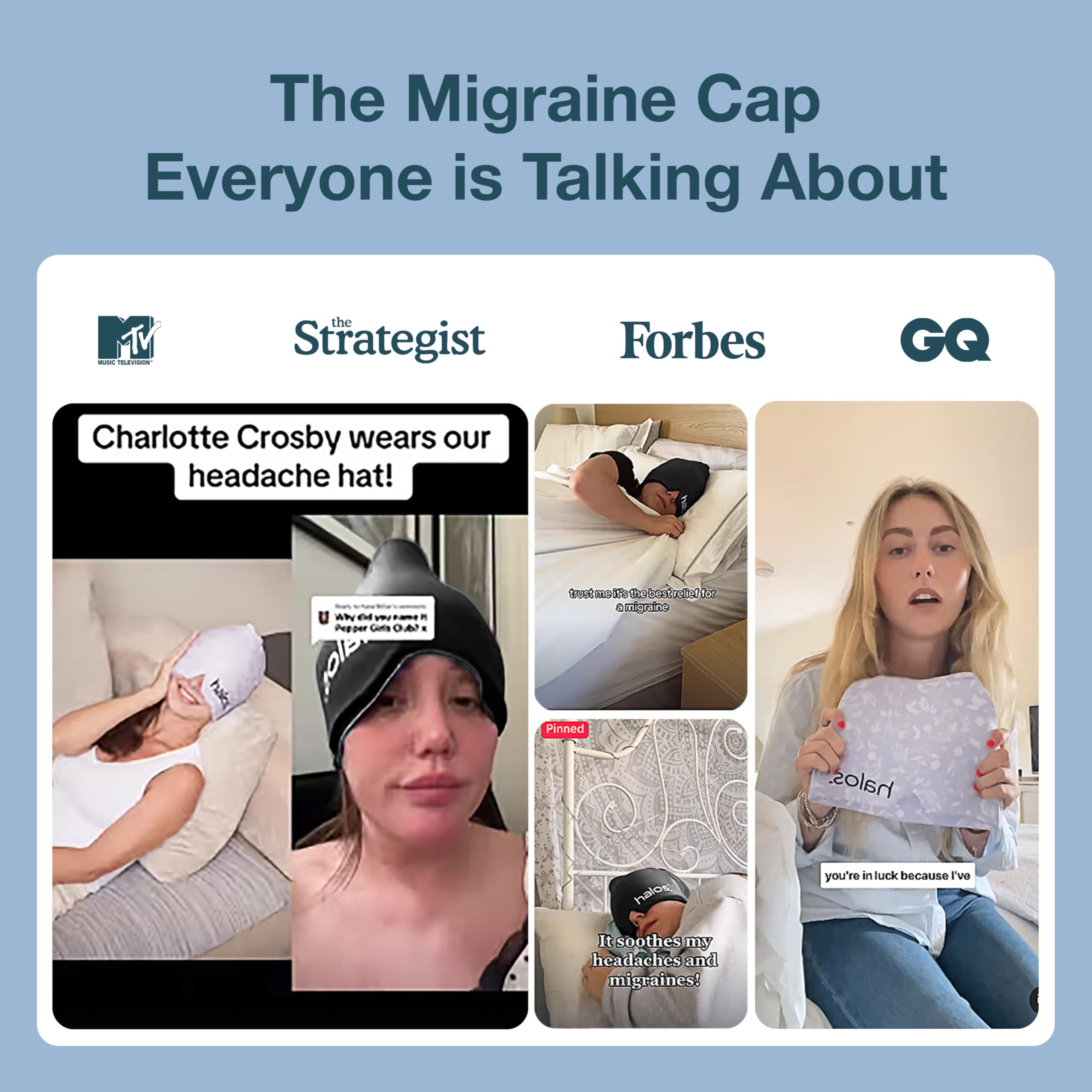 Myhalos® Migraine Relief Cap, Ice Hat for Migraines, Headache Relief Cap, 30% More Gel, Hot & Cold Therapy Head Ice Pack, Cooling Headache Hat, Tension Wrap, Hangover Cap, Ice Face Mask