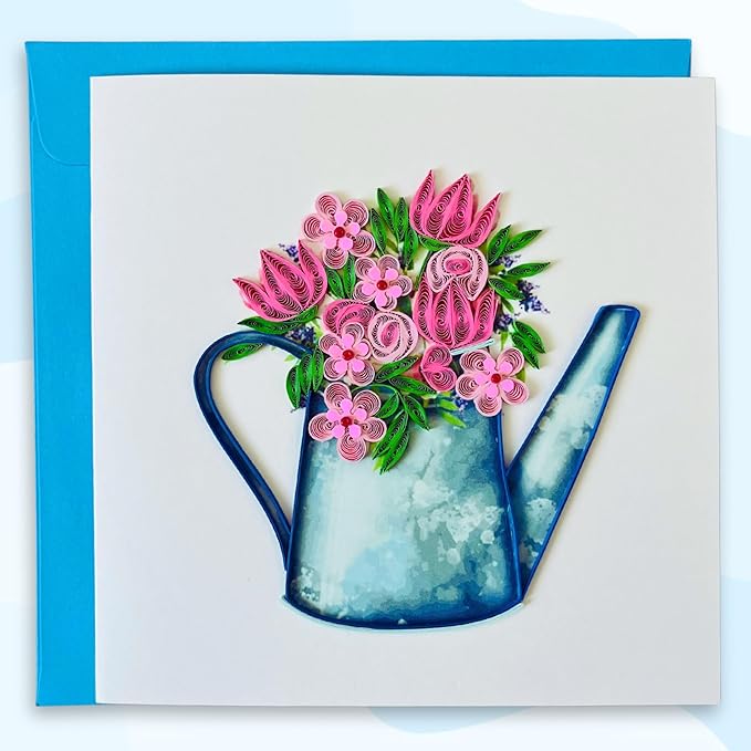 Quilling Card 3D Greeting Cards, handmade Quilling Cards birthday card, handcrafted cards for all occasions, Heart, tulip flower (Flowers)