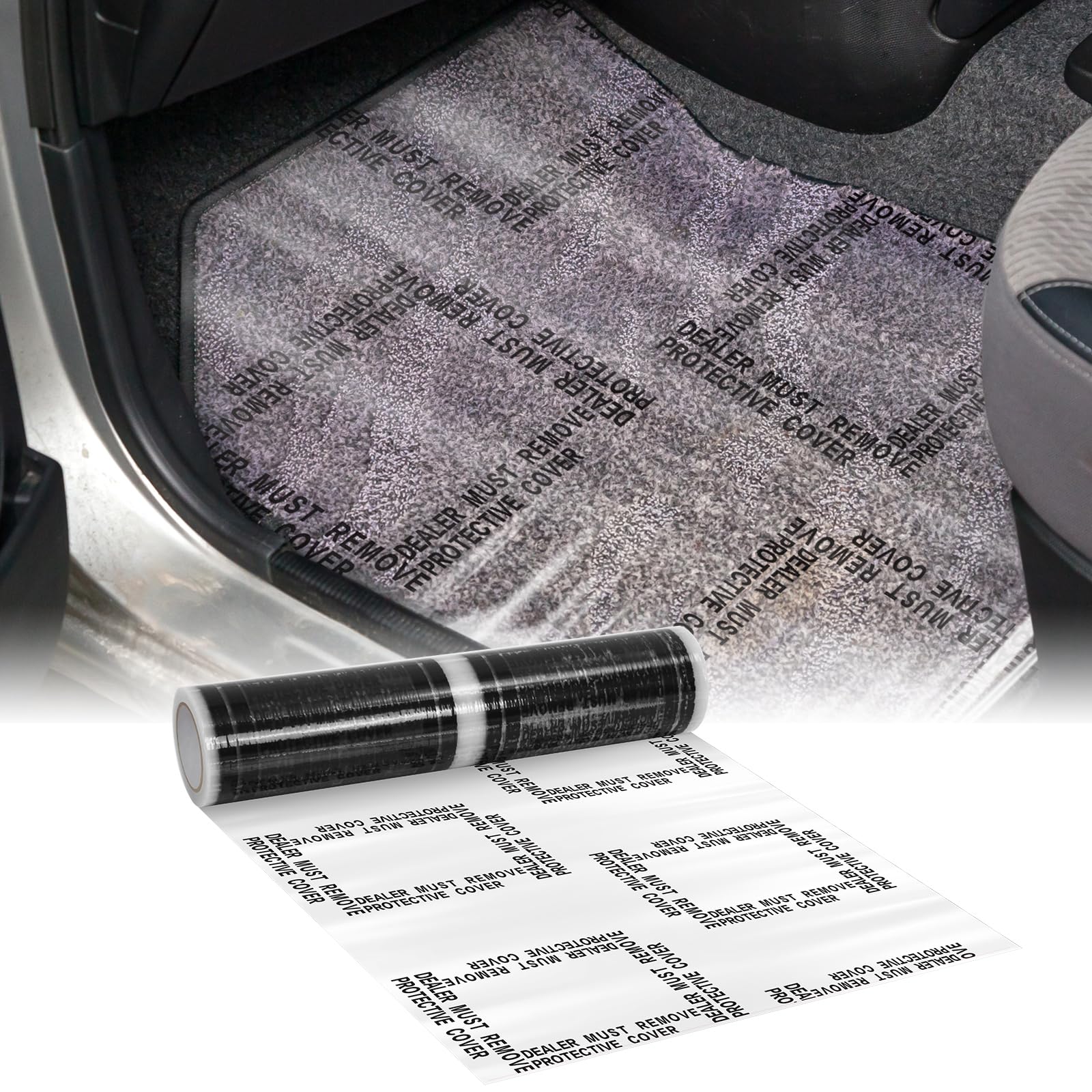 Nuanchu 4 mil Auto Adhesive Plastic Floor Mat 21 x 200 Car Care Products Carpet Protector Film Roll Sticky Car Floor Mats Perfo