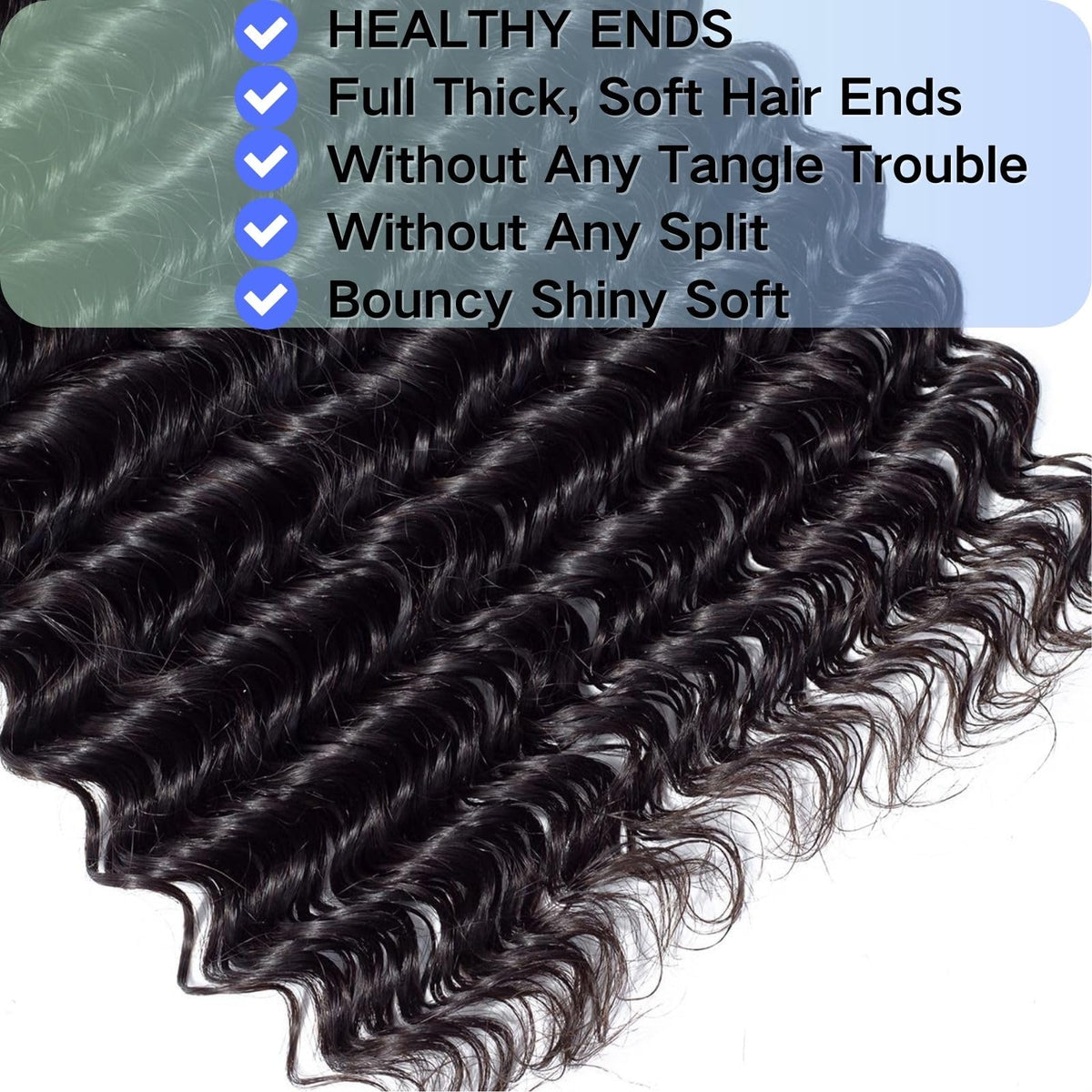 Deep Wave Human Hair Bundles 22 Inch Brazilian Deep Wave Bundles Hair 100% Unprocessed Virgin Deep Curly Human Hair Water Wave Double Weft Deep Wave Hair Bundles Natural Black