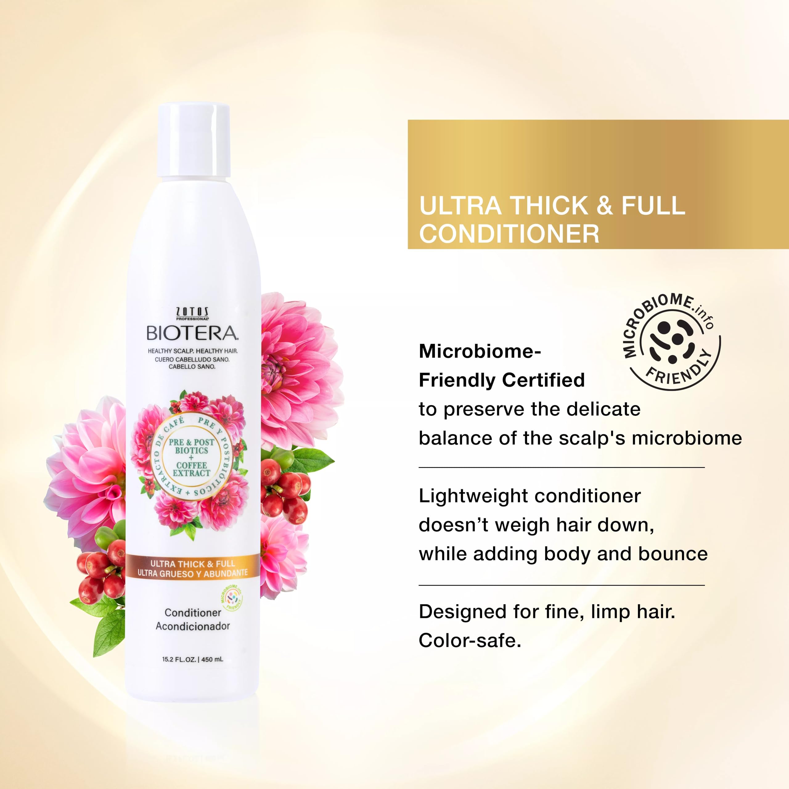 Biotera Ultra Thick & Full Volumizing Conditioner for Fine, Limp Hair - Adds Volume & Fullness with Coconut & Coffee Extract, Enhances Shine & Softness, Sulfate-Free, Color-Safe, Vegan, 32 Fl Oz