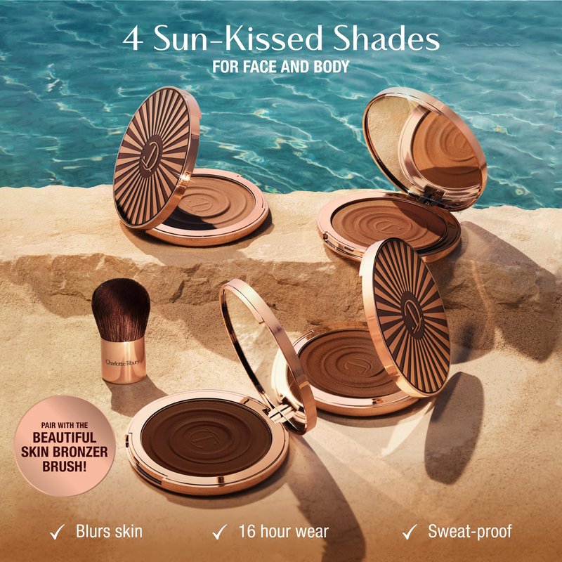 Charlotte Tilbury Beautiful Skin Face Makeup & Body Cream Bronzer - Hydrating Hyaluronic Acid & Pro Vitamin D3 to Blur for a Sun-Kissed Glow - Up to 16Hr Wear, Sweat & Humidity Proof - 2 Medium