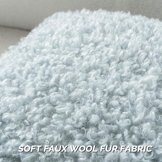 FUTEI Light Blue Decorative Throw Pillow Covers 12x20 Inch Set of 2,Soft Fluffy Faux Wool Fur Boucle Textured Lumbar Pillow Case,Modern Home Decor for Couch Bed Living Room Office