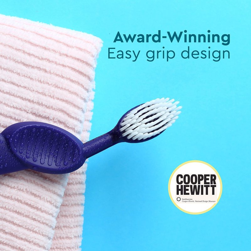 RADIUS Toothbrush Flex Brush BPA Free & ADA Accepted Designed to Improve Gum Health & Reduce Gum Issues - Right Hand - Purple/Watermelon/Mint - Pack of 3