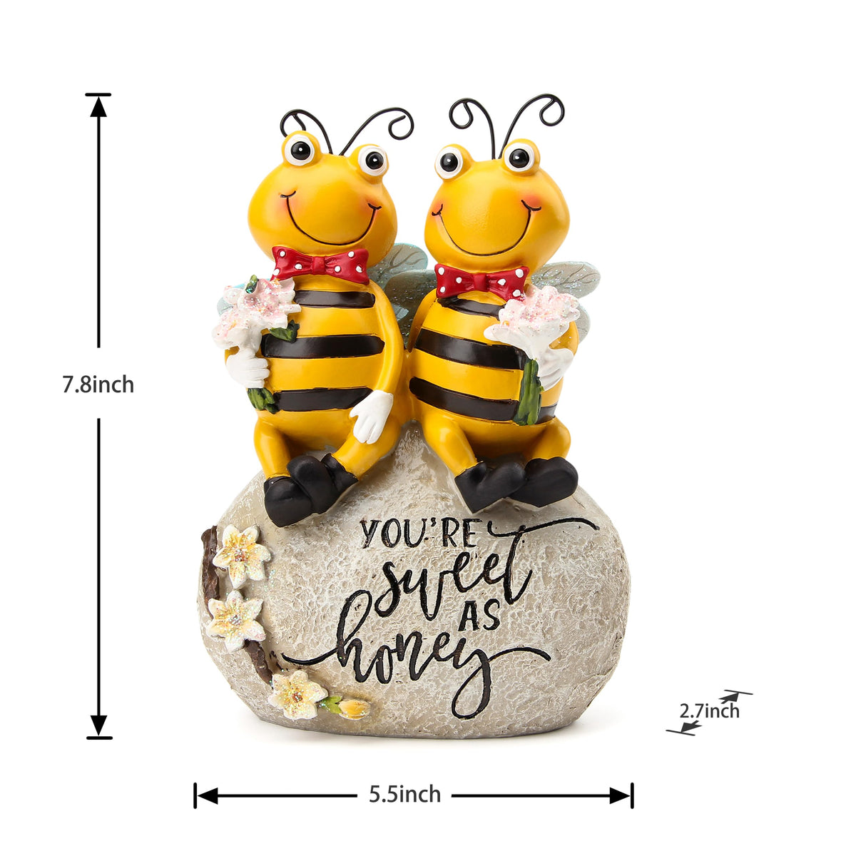 Smadeer Bee Statue for Garden Decorations Honey Bee Figurine for Outdoor Patio Lawn Porch Yard Backyard Outside Indoor Shelf Table Home Decor Garden Sculptures & Statues Holiday Spring Summer Bee Gift