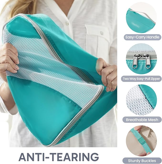 10 Set Packing Cubes for Travel, Gifts for Women Mom,Anti-Tearing Suitcase Organizer for Luggage with Shoe & Hanging Toiletry Bag,OlarHike Vacation Essentials & Accessories for Cruise Ship
