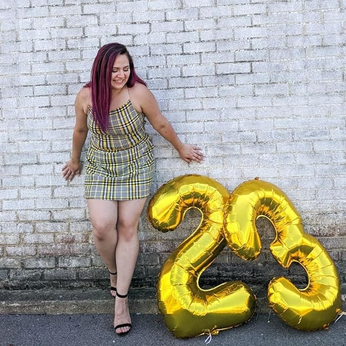 Gold Number 40 Birthday Balloons, 40 Inch Large Gold Mylar Foil Number 4 and 0 Balloons for Women, 40th Birthday Balloons for 40 Year Old Birthday Anniversary Party Decorations Supplies