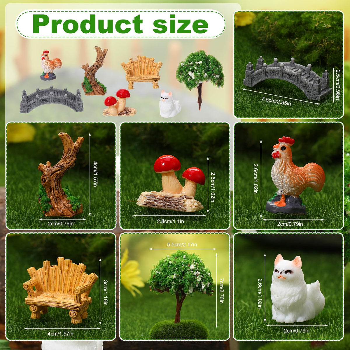 GGSTDDUP 65 Pcs Fairy Garden Accessories Mini Resin Animals Figures