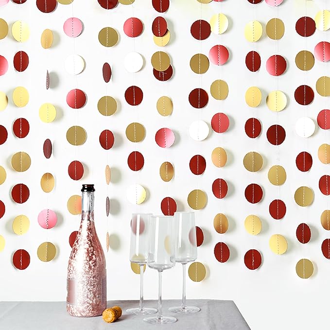 Cheerland Red and Gold Party Decorations Valentines Backdrop Gold Party Decorations Birthday Scarlet Maroon Hanging Garlands Celebration for Weddings Bridal Showers Lunar New Year Valentines