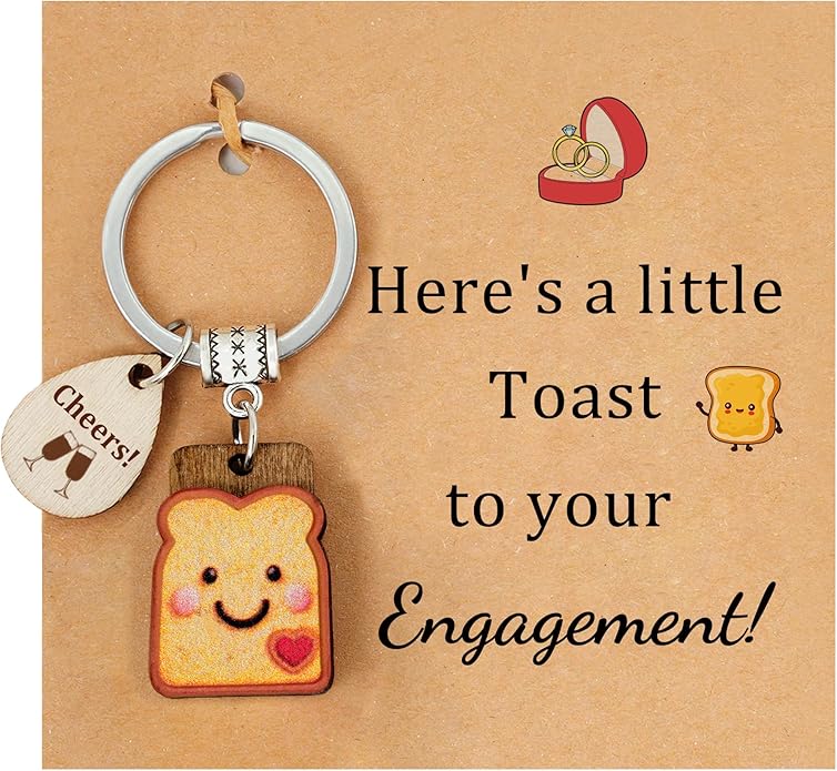 Cute Toast Keychain for Girls, New Beginnings Gifts for Best Friend as Next Chapter Stuff, Cute Love Engagement Housewarming Birthday New Job Gifts for Coworker Couple Bestie Sister Parents