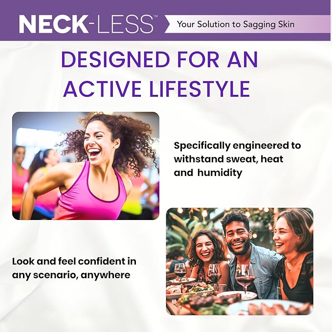 NECK-LESS Professional Face Tape - Patented Face Lift System, Invisible Enhancement Strips for Jawline & Neck (10 Strips)