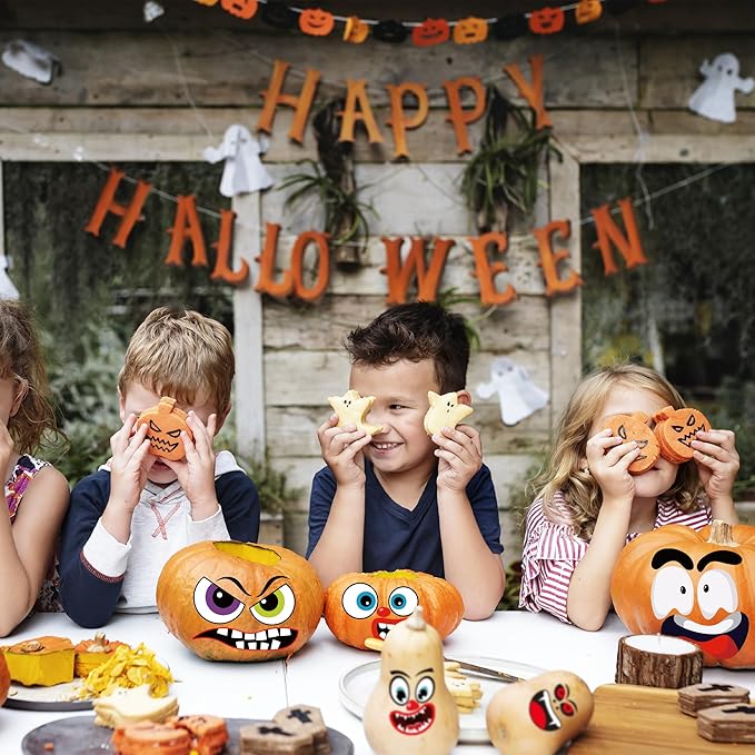 OHOME Halloween Party Favors - 36 Pack DIY Pumpkin Face Stickers for Kids - Halloween Games Toys Gifts Crafts Treats Accessories - Trick-or-Treat Pumpkin Decorations Activities Party Supplies