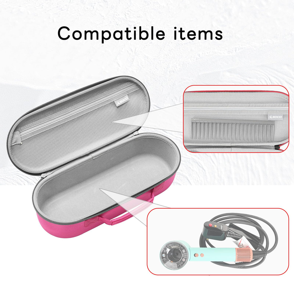 RLSOCO Travel Case for Dyson Supersonic/Supersonic Nural Hair Dryer & Dyson Airwrap/Airwrap i.d./Airwrap Co-anda2x Multi-Styler, Storage Hair Dryer/Airwrap Only for easy travelling - Black