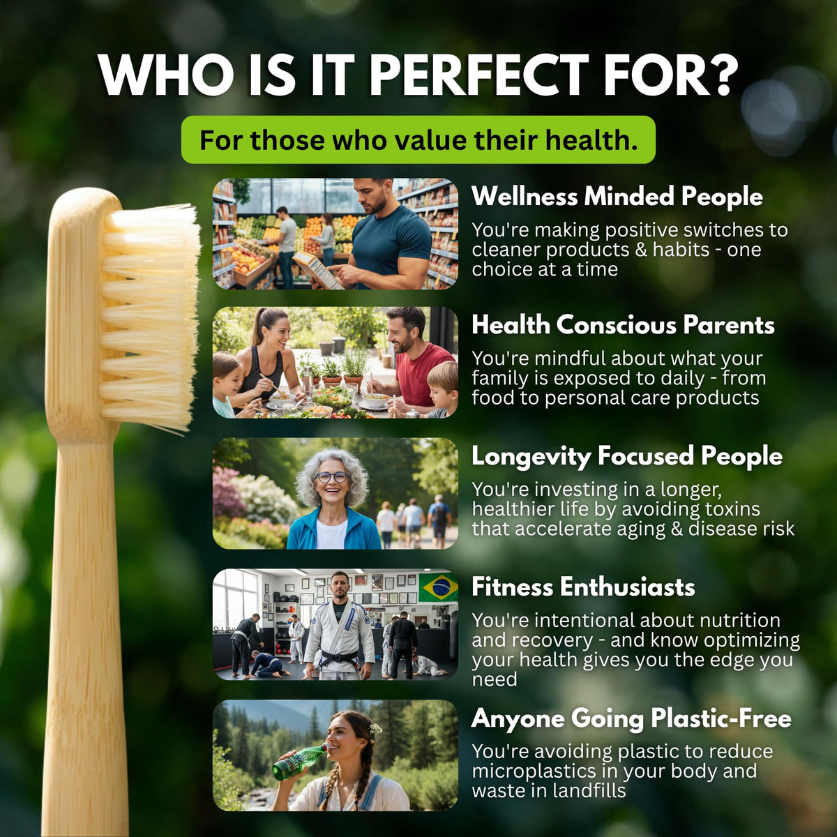 PRIMALS Boar Bristle & Bamboo Toothbrush (4-Pack) - Premium Boar Bristles - Fully Biodegradable - Plastic & Nylon Free - Quick Dry Design