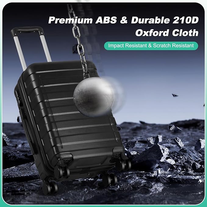 LEMY Luggage Set 3 Piece Hardside with TSA Lock,Expandable Spinner Wheel Suitcases,Lightweight Durable Hardshell Travel Luggage with 8 Wheels for Carry On and Checked(21,26,30Inch),Black