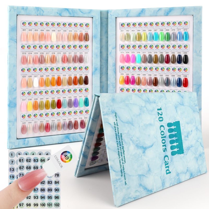 YINGJEE Nail Color Display Book Nail Swatch, Nail Sample Display Book Nail Gel Color Card Book with Transparent Replacement Nails (Coffee)