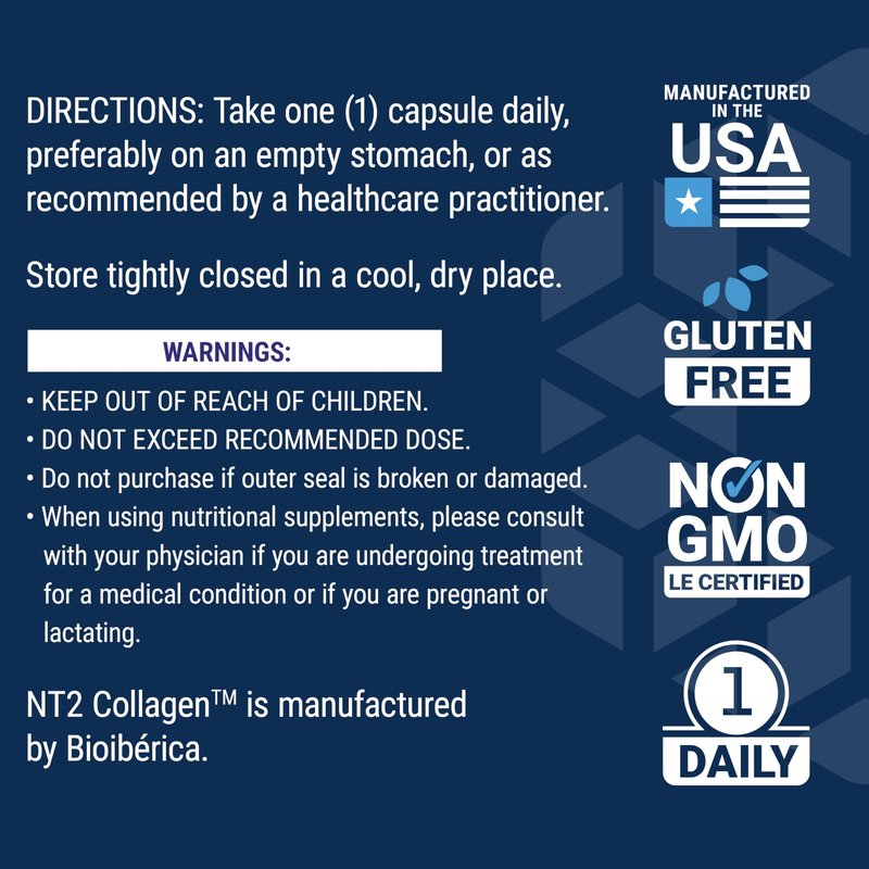 Life Extension NT2 Collagen™, Joint Health Supplement for Joint Comfort & Mobility, Gluten-Free, Non-GMO, 1 Daily, 60 Small Capsules