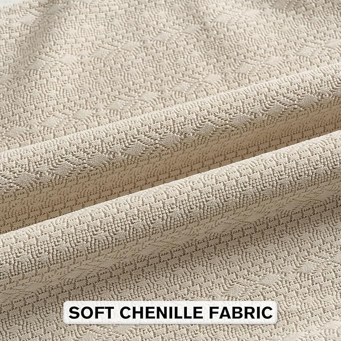 FUTEI Beige Chenille Throw Pillow Covers 20x20 Inch Set of 2,Soft Striped & Diamond Textured Cushion Cases,Modern Home Decor for Couch Living Room