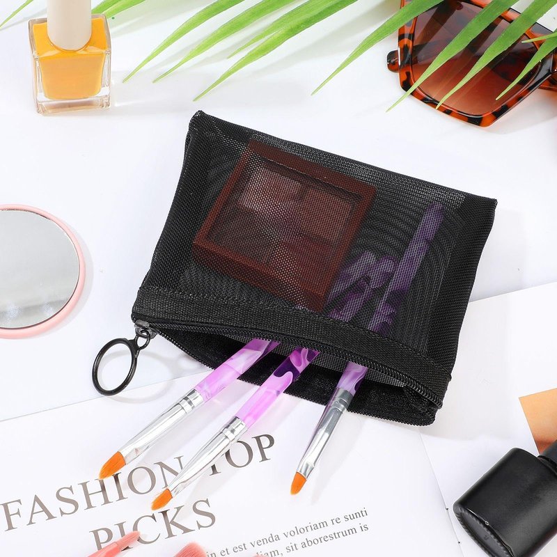 Jexine 30 Pieces Mini Zipper Mesh Bags Nylon Small Zipper Pouch Mini Pouch Portable Beauty Purse Mesh Coin Purse for Travel Home Keychain Holder Makeup Cosmetic Storage(5 x 4 Inches,Black)
