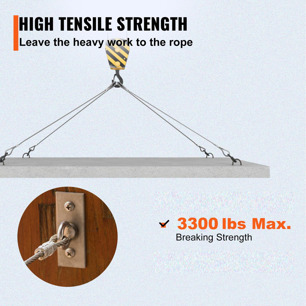 VEVOR 5/32 Stainless Steel Cable, 500FT T316 Wire Rope 1x19 Marine Grade Steel Cable for Deck Railing Brackets Handrail Stair DIY Balustrade