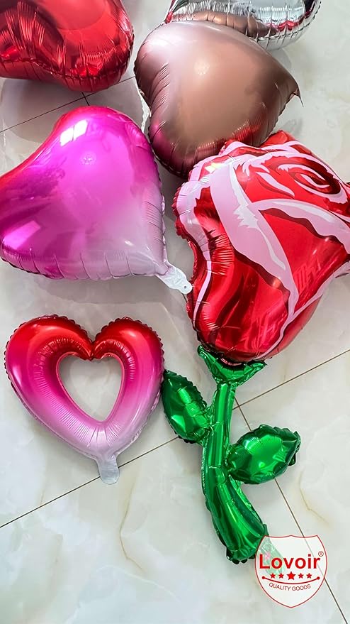 Lovoir 10 Pcs Gradient Heart Shape Foil Mylar Balloons 18 Inch Love Balloons for Valentine's Day Birthday Party Decorations Wedding Engagement Romantic Decor (Gradient)
