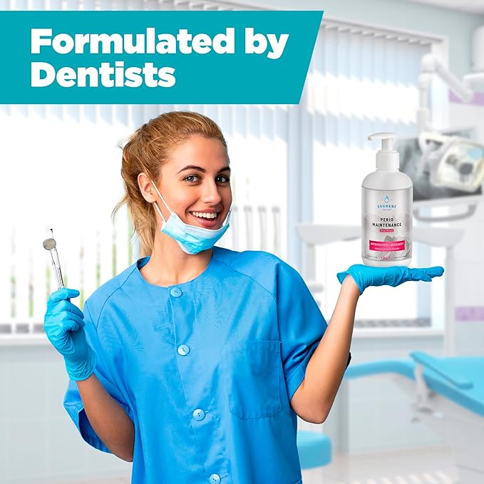 Perio Maintenance Alcohol Free Mouthwash – Concentrated Mouthwash for Bad Breath, Plaque, Sensitive Teeth, and Gingivitis or Gum Disease - Stannous Fluoride Rinse by Everest Oral Care 10 Fl oz