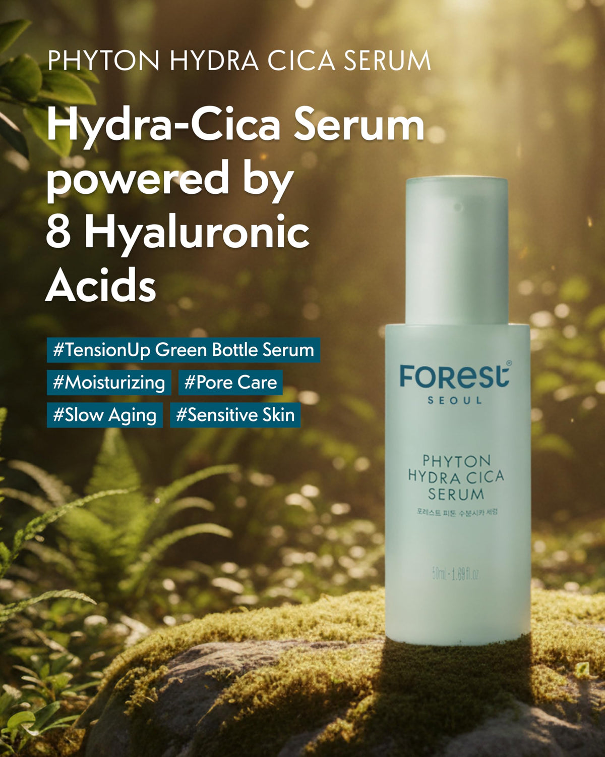 FOREST Phyton Cica Serum 1.69 fl.oz, Skin elasticity, pore care, moisturizing, korean skin care, hyaluronic acid, cica soothing serum