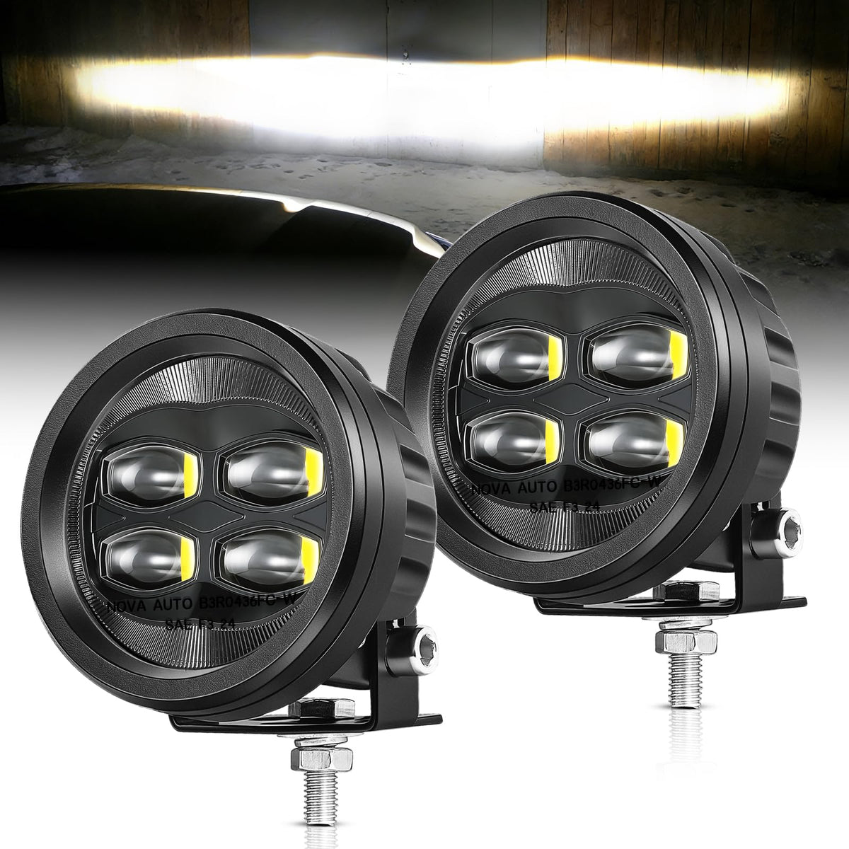 SAE LED Fog Lights, OFFROADTOWN 2pcs 3.5 Round DOT Approved Fog Lights Street Legal Round LED Pods Cut-Off Low Beam Offroad Driv