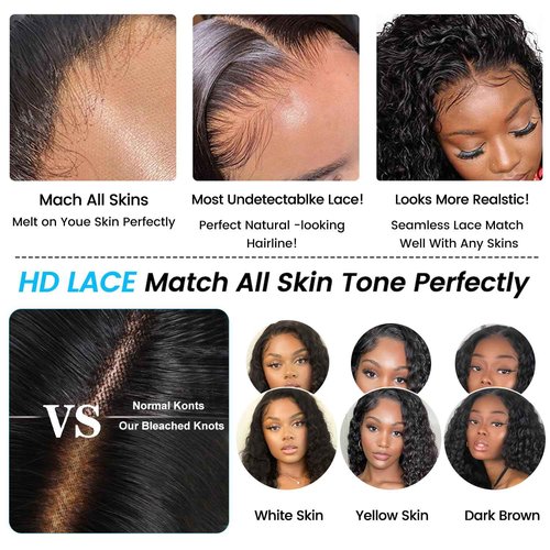 Keizanar Deep Wave Lace Front Wigs Human Hair Pre Plucked 13x4 HD Lace Frontal Wigs For Women Human Hair Glueless Deep Curly Lace Front Wig Human Hair with Baby Hair 180% Density (22 Inch)