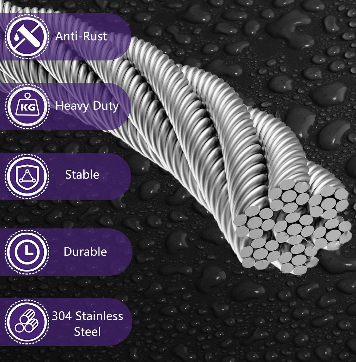 AFences 1/8" Wire Rope | 165FT Stainless Steel Cable with Cable Cutter | 7x7 Strand Core for Railing, Hanging, Garden Wire